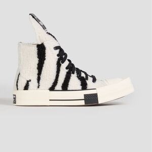 Converse Black and White Fuzzy High-Top Sneakers